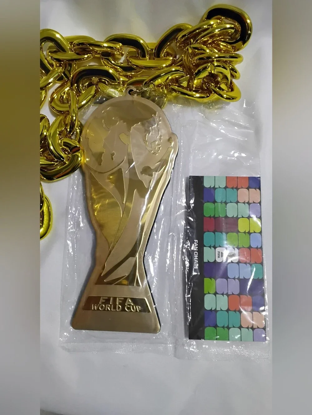 FIFA World Cup 2026 Faux Gold Trophy Fan Chunky Chain Necklace Official Licensed